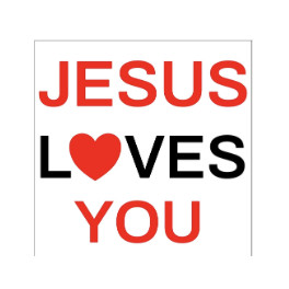 "autocollant JESUS loves YOU" carré 7,5 cm