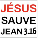 "autocollant : Jésus sauve - Jean 3:16" carré 7,5 cm