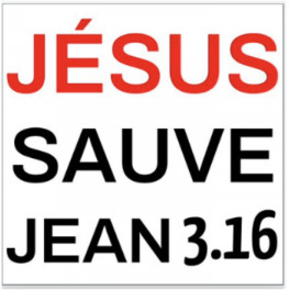 "autocollant : Jésus sauve - Jean 3:16" carré 7,5 cm