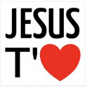 "autocollant : Jésus t'aime (coeur)" carré 7,5 cm