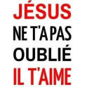 "Autocollant: J&eacute;sus ne t'a pas oubli&eacute;, il t'aime" 10x 7,5 cm