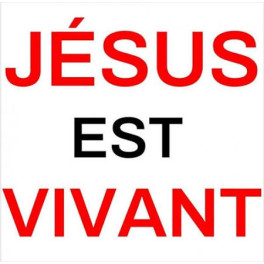 "Autocollant : J&eacute;sus est vivant" carr&eacute; 7,5 cm