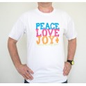 T-Shirt bicolore mixte "Peace, Love, Joy" taille S