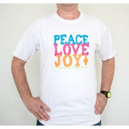 T-Shirt bicolore mixte "Peace, Love, Joy" taille S