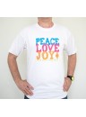 T-Shirt bicolore mixte "Peace, Love, Joy" taille M